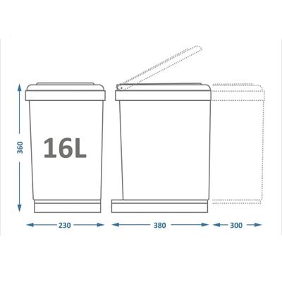 Система сортировки мусора ALBIO 30 2X16 L серый пластик/нержавещая сталь