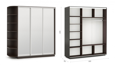 Шкаф-купе Тетрис с зеркалами,  разный размер, венге
