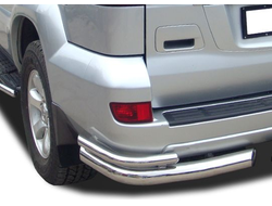 Защита заднего бампера угловая двойная d76/42 для Toyota Land Cruiser Prado 120 (2003-2009)