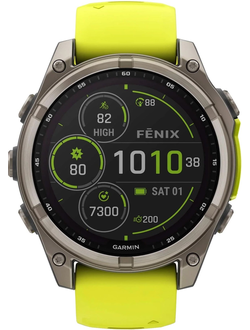 Часы Garmin Fenix 8 —47mm Solar Sapphire Titanium Amp Yellow / Graphite