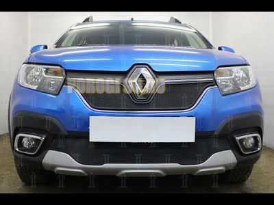 Защита радиатора Renault Logan Stepway 2018- / Renault Sandero Stepway 2018- (black низ)
