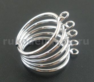 основа для кольца "Пружина", 5 петель, регулируемая, цвет-серебро