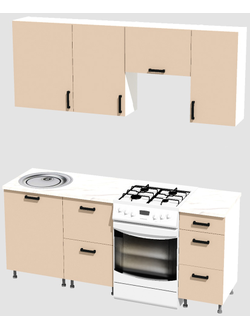 Кухня эконом 1,5 метра (600х500х400) Цвет: Фон бежевый/Фон бежевый