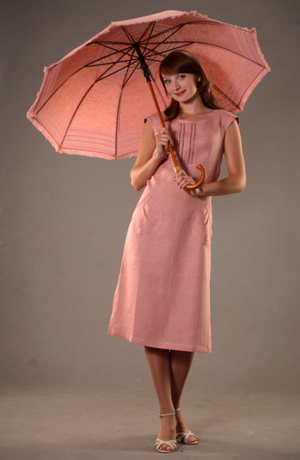 Льняное платье "Гиацинт" с вышивкой (размер 44-54)