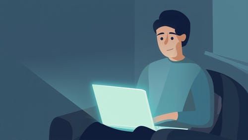 Человек в комфортной домашней обстановке перед монитором