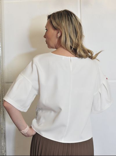 Блузка: 694-1023 вышивка Молочный