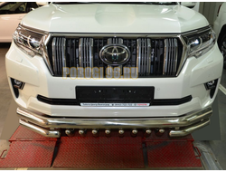 Защита переднего бампера тройная с защитой акула d76/60/42 для Toyota Land Cruiser Prado 150 (2017-...)
