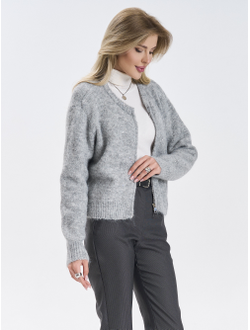 Кардиган вязаный пушистый на молнии пайетки