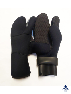 Рукавицы неопреновые 7мм Aquatics 3х-палые AQ243-09 н/н 2я обт. Кевлар р.L