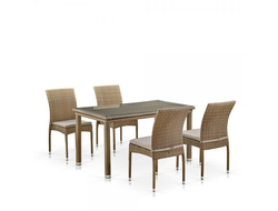 Комплект плетеной мебели T256B/Y380B-W65 Light Brown (4+1)