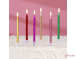 Свечи в торт коктейльные &quot;С днем рождения&quot;, 6 шт, 10,5 см, металлик
