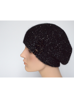 Черный берет с пайетками Vizio Италия 8019 В фото