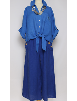 Брюки "ЛЁН ПАЛАЦЦО" электрик, джинс, коралл, белые, графит, черные, бежевые, фуксия, хаки, лайм, зеленые, красные, голубые, лаванда, терракот р.46-52