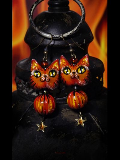 "Хранители рощи Первоосени", серьги с лисичками, тыквами и звёздами