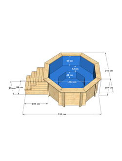 Деревянный банный чан с подогревом 200 х 200 см на 6 человек с гидромассажем