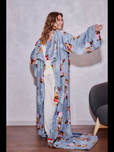 Плед с рукавами "Лапландия" из микрофибры (велсофта)