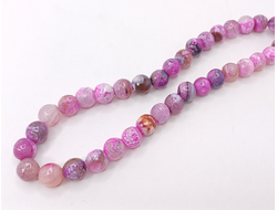 Агат тонированный граненый на нити  10мм вены дракона фукси