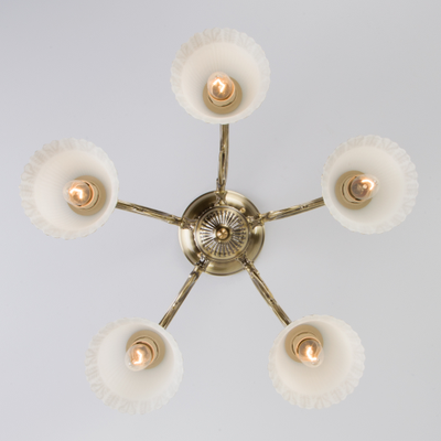 60107/5 античая бронза - классическая люстра Campina со стеклянными плафонами EuroSvet