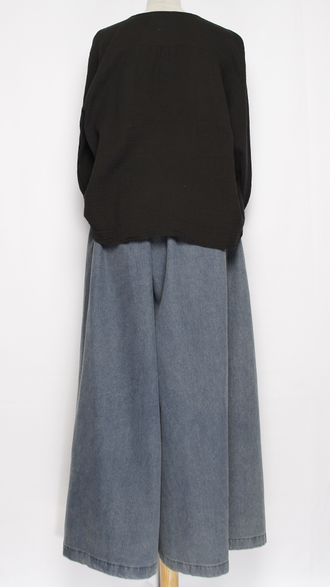 Рубашка Бохо "Муслин без ворота" чёрная р.50,52,54,56,58,60