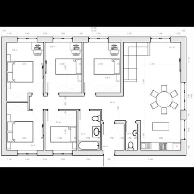 Одноэтажный дом с пятью спальнями 101.6 м² (S11)