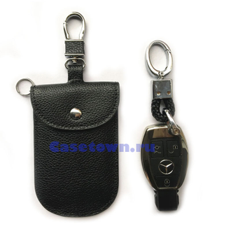 Экранирующий чехол для смарт ключа автомобиля (натуральная кожа)