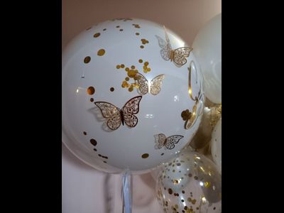 Шар с гелием Бабл стеклянный с бабочками 60см, 1шт