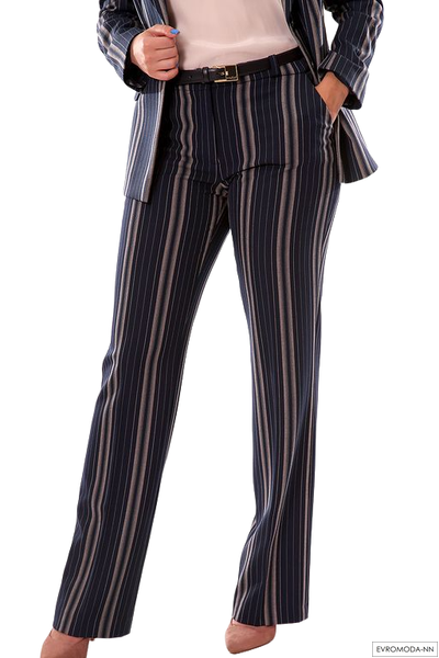 Брюки женские синие в полоску 3399 р.48 Pretty One