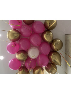 Шары розовый, золотой, белый 21 шт под потолок