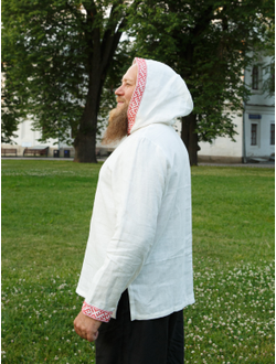 Льняная рубашка с капюшоном "Солнце"