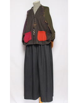 Жакет комбинированный "Джинса трикотаж" рукав зеленый  р.48-54