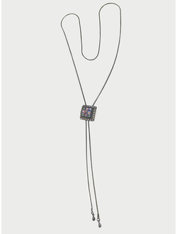 (АРТИКУЛ: 9271/01) КОЛЬЕ ДЛИННОЕ , ПОДВЕСКА НА ТОНКОЙ ЦЕПОЧКЕ, МЕТАЛЛ "ТЕМНАЯ БРОНЗА", РАЗНОЦВЕТНЫЕ СТРАЗЫ