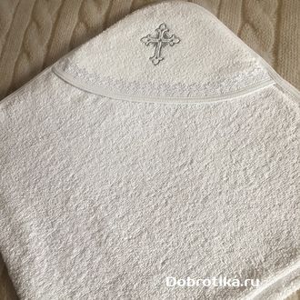 Крестильное полотенце с капюшоном, серебро