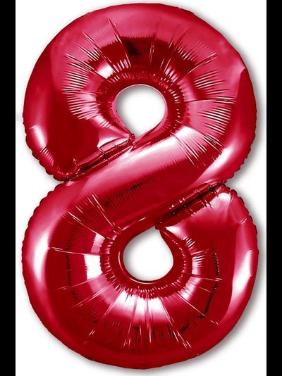 Фольгированная 8 Цифра, 100 см, красная  В НАЛИЧИИ