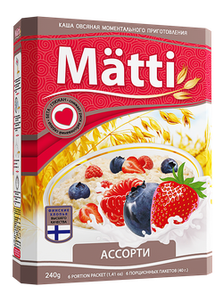 Matti каша моментального приготовления 240г овсяная ассорти 6х40