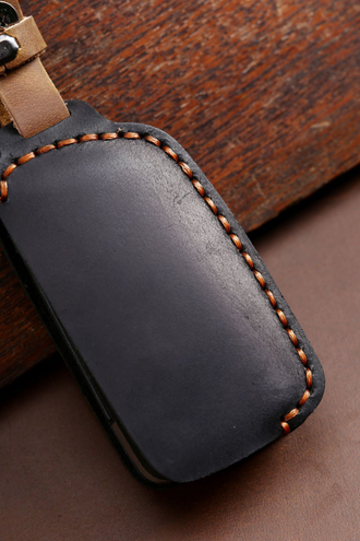 Кожаный чехол для выкидного ключа Nissan Qashkai j11, Micra, Juke (2 кнопки Jack)