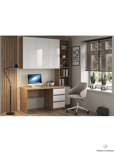 Бостон ШН-001 шкаф навесной Дуб Крафт золотой/Белый глянец