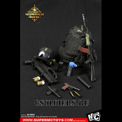 Спецназ "Альфа" - КОМПЛЕКТ ЭКИПИРОВКИ 1/6 Russian Spetsnaz - FSB Alfa Group 3.0 Black Ver. (M-069 A) - SUPER MC TOYS (БЕЗ ТЕЛА И ГОЛОВЫ)