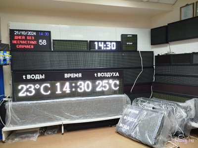 Табло часы-термометр в бассейн 500*1970мм (помещение)