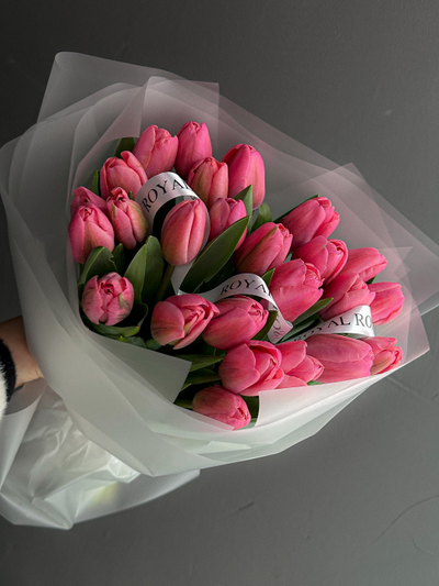 Букет из эксклюзивных тюльпанов "Barbie" 25 шт (модификация 1)