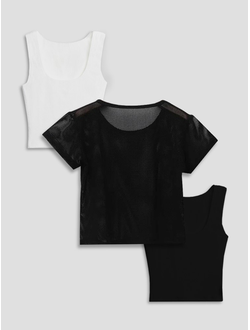 Набор 2 топа и укороченная футболка