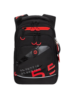 Рюкзак школьный GRIZZLY RB-450-2 Черный-красный