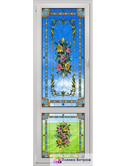 Витражная пленка с розами для окна и дверей.витражная пленкасамоклеющаяся,пленочный витраж с цветами