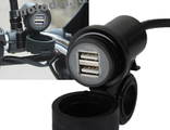 Адаптер USB на руль для мотоцикла, квадроцикла, снегохода, водонепроницаемый (прикуриватель)