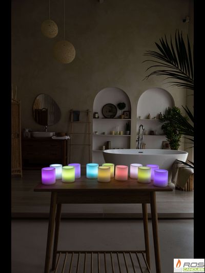 Набор LED свечей с парафиновыми плафонами (9,2*10см - 12шт), &quot;Цветной&quot;