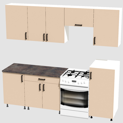 Кухня Эконом 1,8 метра с полуколонкой (1300х500) Цвет: Фон бежевый/Фон бежевый