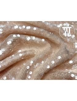 Пайетки на сетке-стрейч "Чешуя", цв. Легкий загар
