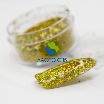 Полиэстровый глиттер блёстки Светлое Золото Голография 0,4 мм 1 кг