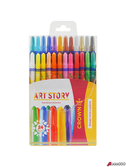 Карандаши восковые Crown "ArtStory", 24цв., выкручивающийся стержень, ПВХ, европодвес. TP-2400P
