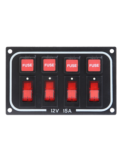 Панель выключателей, 4 клавиши, 4 предохранителя, черная