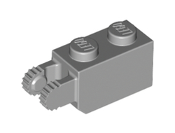 Hinge Brick 1 x 2 Locking with 2 Fingers Vertical End, 9 Teeth, Light Bluish Gray (30365 / 4211694)